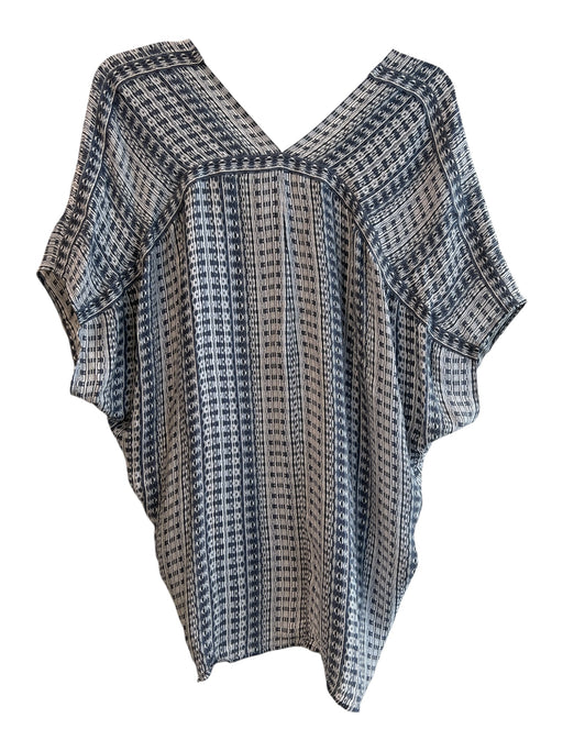 Vince Size M Blue & Gray Silk Short Sleeve Abstract V Neck Flowy Top Blue & Gray / M