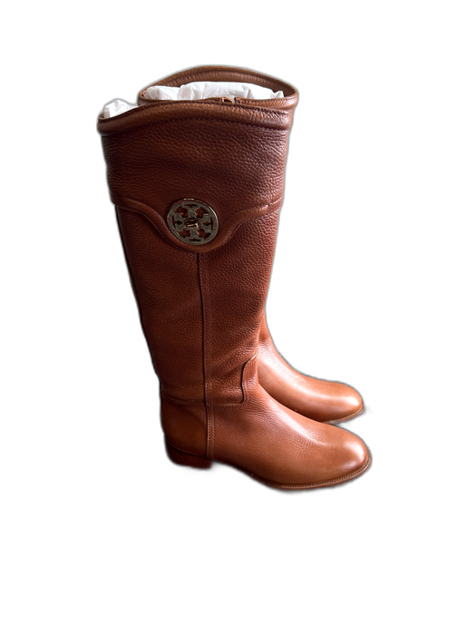 Tory Burch Shoe Size 6.5 Brown Tumbled Leather Gold hardware Side Zip Boots Brown / 6.5