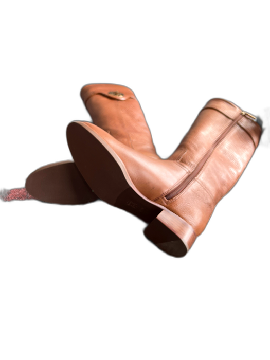 Tory Burch Shoe Size 6.5 Brown Tumbled Leather Gold hardware Side Zip Boots Brown / 6.5