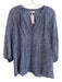 Joie Size M Blue Silk 3/4 Sleeve V Neck Balloon Sleeve Side Slits Top Blue / M