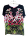 Ted Baker Size 4 Pink & Black Polyester Short Sleeve Floral Print Round Neck Top Pink & Black / 4