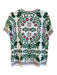 Tory Burch Size L White & Green Cotton Short Sleeve Floral Print Round Neck Top White & Green / L