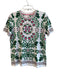 Tory Burch Size L White & Green Cotton Short Sleeve Floral Print Round Neck Top White & Green / L