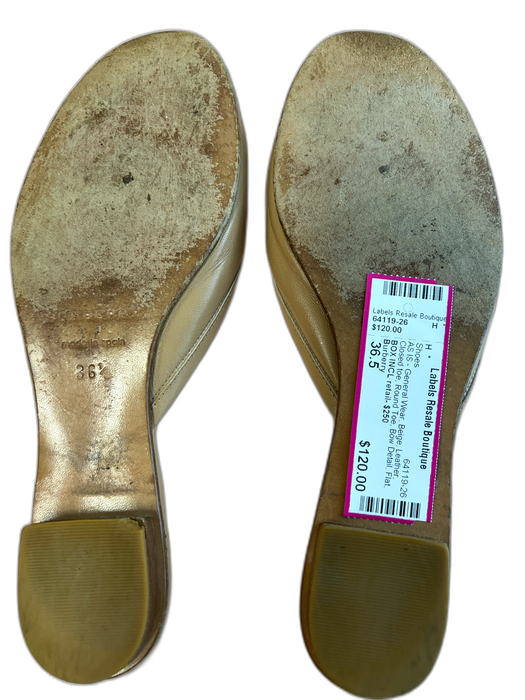 Burberry Shoe Size 36.5 Beige Leather Closed toe Round Toe Bow Detail Flat Shoes Beige / 36.5