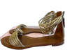 Tory Burch Shoe Size 7 Beige Leather open toe Strappy Back Zip Sandal Shoes Beige / 7