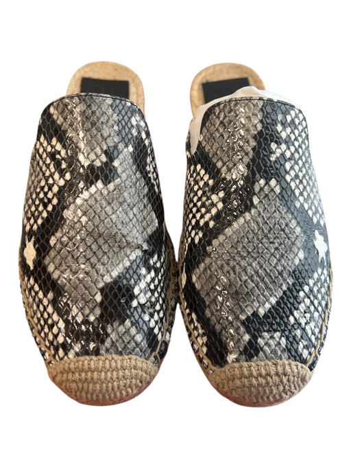 Tory Burch Shoe Size 7 Black, gray & white Leather Snakeskin Embossed Flat Shoes Black, gray & white / 7