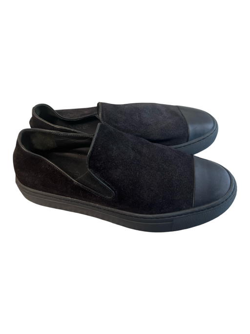 Vince Shoe Size 37.5 Black Suede Leather Toe Cap Flat Slip On Almond Toe Shoes Black / 37.5