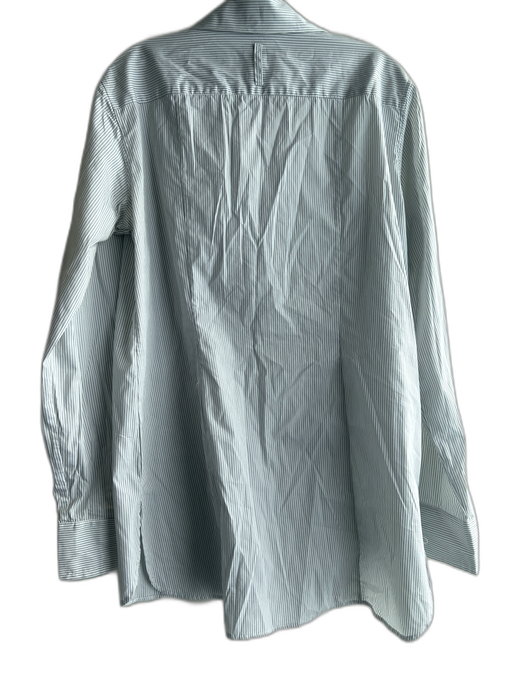 Kal Rieman Size 10 Blue & White Cotton Blend Pin Stripe Buttondown Collared Top Blue & White / 10