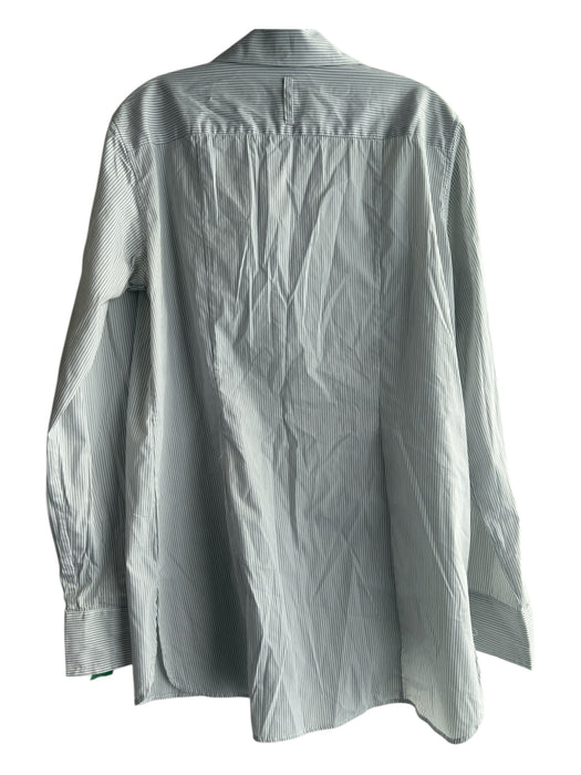 Kal Rieman Size 10 Blue & White Cotton Blend Pin Stripe Buttondown Collared Top Blue & White / 10