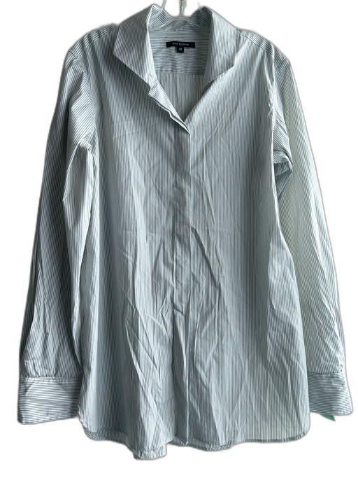Kal Rieman Size 10 Blue & White Cotton Blend Pin Stripe Buttondown Collared Top Blue & White / 10