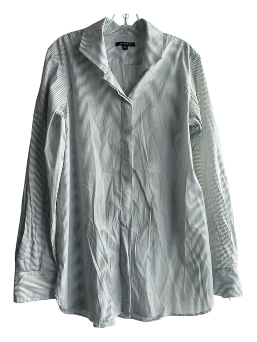 Kal Rieman Size 10 Blue & White Cotton Blend Pin Stripe Buttondown Collared Top Blue & White / 10