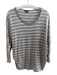 Vince Size Medium Gray & White Cotton Blend Striped 3/4 Sleeve Round Neck Top Gray & White / Medium