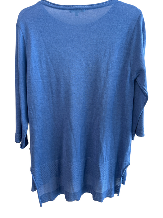Trisha Tyler Size Medium Royal Blue Rayon & Linen 3/4 Sleeve Crew Neck Tunic Top Royal Blue / Medium
