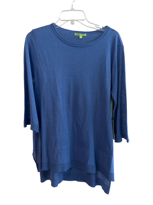 Trisha Tyler Size Medium Royal Blue Rayon & Linen 3/4 Sleeve Crew Neck Tunic Top Royal Blue / Medium