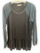 Rebecca Taylor Size Large Black & Navy Linen Round Neck Long Sleeve Top Black & Navy / Large