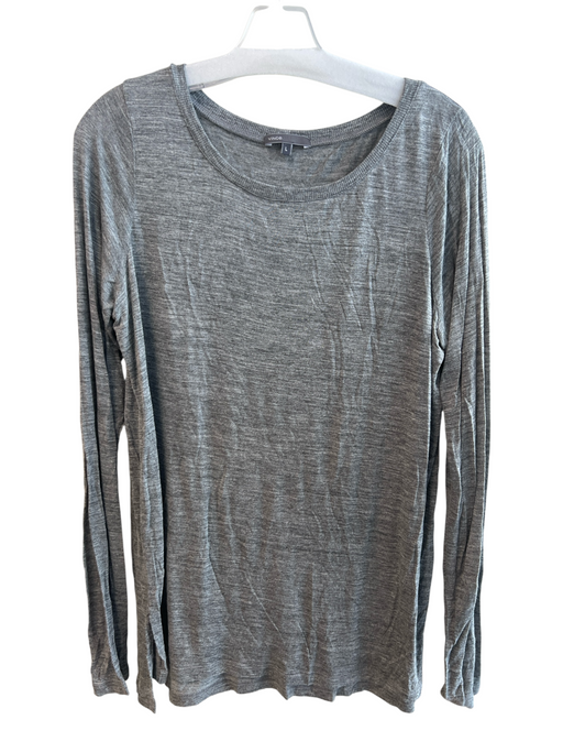 Vince Size Large Gray Viscose Round Neck Heathered Long Sleeve Top Gray / Large