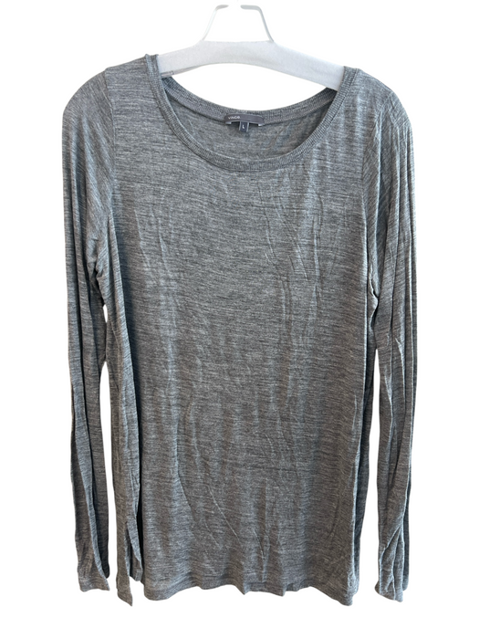 Vince Size Large Gray Viscose Round Neck Heathered Long Sleeve Top Gray / Large