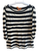 Tory Burch Size Large Black & White Linen & Cotton Wide Stripes Wide Neck Top Black & White / Large
