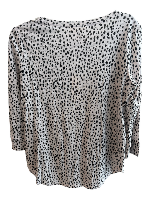 Rebecca Taylor Size Large White & Black Linen Animal Print Round Neck Top White & Black / Large