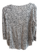 Rebecca Taylor Size Large White & Black Linen Animal Print Round Neck Top White & Black / Large