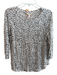 Rebecca Taylor Size Large White & Black Linen Animal Print Round Neck Top White & Black / Large