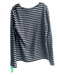 Tory Burch Size XL Navy & white Pima Cotton Striped Long Sleeve Boat Neck Top Navy & white / XL