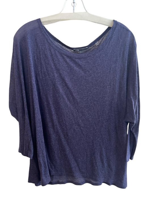 Vince Size Large Navy Tencel Blend Heathered Wide Neck 3/4 Sleeve Top Navy / Large