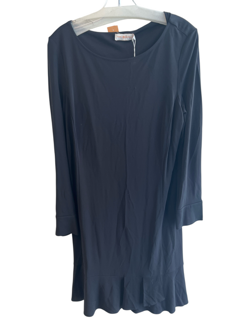 Tory Burch Size XL Black Viscose Long Sleeve Round Neck Gold Button Detail Dress Black / XL