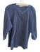 Theory Size Large Navy Silk 3/4 Sleeve Embroidery Front keyhole Top Navy / Large