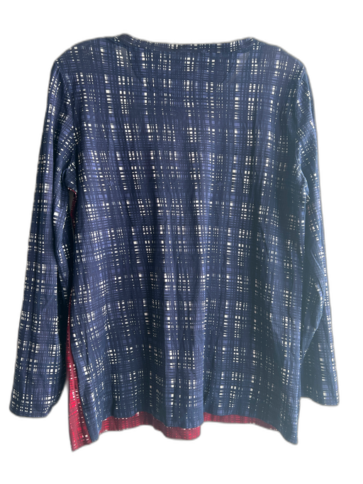 Tory Burch Size Large Navy, Red & White Cotton All Over Print Round Neck Top Navy, Red & White / Large