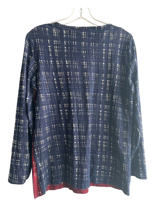 Tory Burch Size Large Navy, Red & White Cotton All Over Print Round Neck Top Navy, Red & White / Large