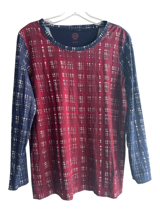 Tory Burch Size Large Navy, Red & White Cotton All Over Print Round Neck Top Navy, Red & White / Large
