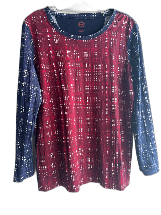 Tory Burch Size Large Navy, Red & White Cotton All Over Print Round Neck Top Navy, Red & White / Large