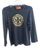 Tory Burch Size XL Black & Gold Pima Cotton Long Sleeve Crew Neck Logo Top Black & Gold / XL