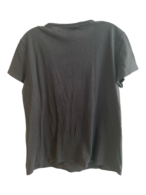 Tory Burch Size Large Black Cotton Short Sleeve Turquoise stones Logo Top Black / Large