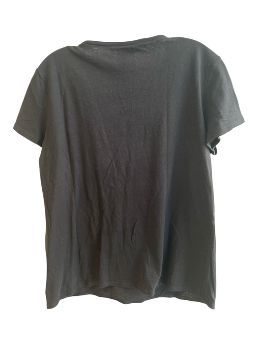 Tory Burch Size Large Black Cotton Short Sleeve Turquoise stones Logo Top Black / Large