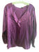 Lilla P Size Large Eggplant Silk Long Sleeve V Neck Ruffle Accent Top Eggplant / Large