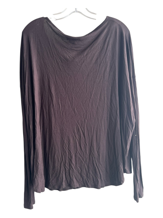 Vince Size Medium Brown Viscose Long Sleeve Wide Neck Boxy Fit Top Brown / Medium