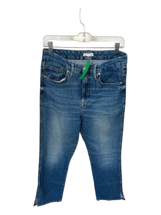 Good American Size 8 Med Dark Wash Cotton Blend High Waist Straight Leg Jeans Med Dark Wash / 8