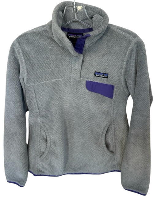 Patagonia Size S Gray & Purple Polyester Fuzzy Snap buttons Athletic Jacket Gray & Purple / S