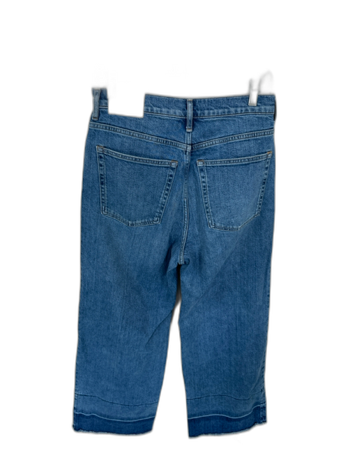 Everlane Size 28R Med Dark Wash Cotton Blend High Waist Wide Leg Raw Hem Jeans Med Dark Wash / 28R