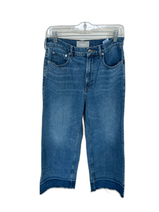 Everlane Size 28R Med Dark Wash Cotton Blend High Waist Wide Leg Raw Hem Jeans Med Dark Wash / 28R