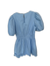 English Factory Size M Baby Blue Cotton Short Balloon Sleeve Elastic Waist Dress Baby Blue / M