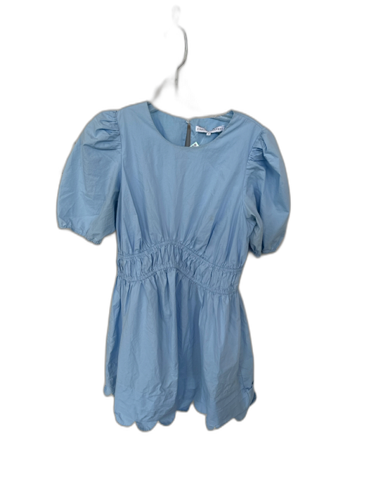 English Factory Size M Baby Blue Cotton Short Balloon Sleeve Elastic Waist Dress Baby Blue / M