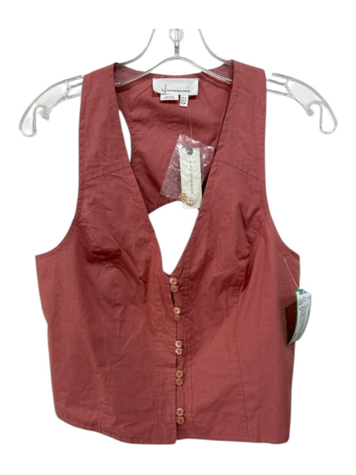 By Anthropologie Size 4 Mauve Pink Cotton Sleeveless Button Front Top Mauve Pink / 4
