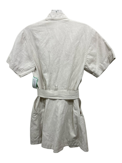 A.L.C. Size 2 Khaki Beige Cotton Denim Button Front Pleated Short Sleeve Dress Khaki Beige / 2