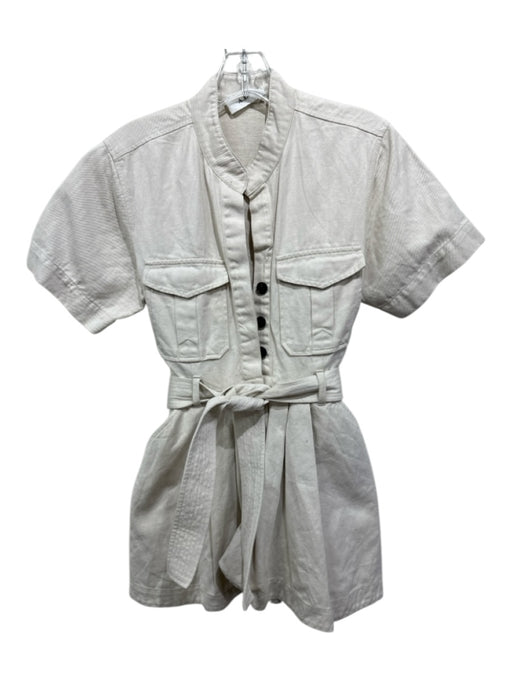 A.L.C. Size 2 Khaki Beige Cotton Denim Button Front Pleated Short Sleeve Dress Khaki Beige / 2