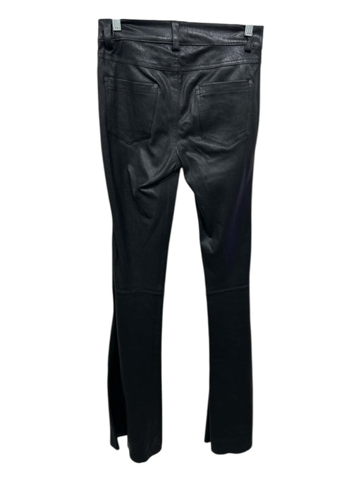 Alice + Olivia Size 0 Black Lamb leather Mid Rise Flare 5 Pocket Pants Black / 0