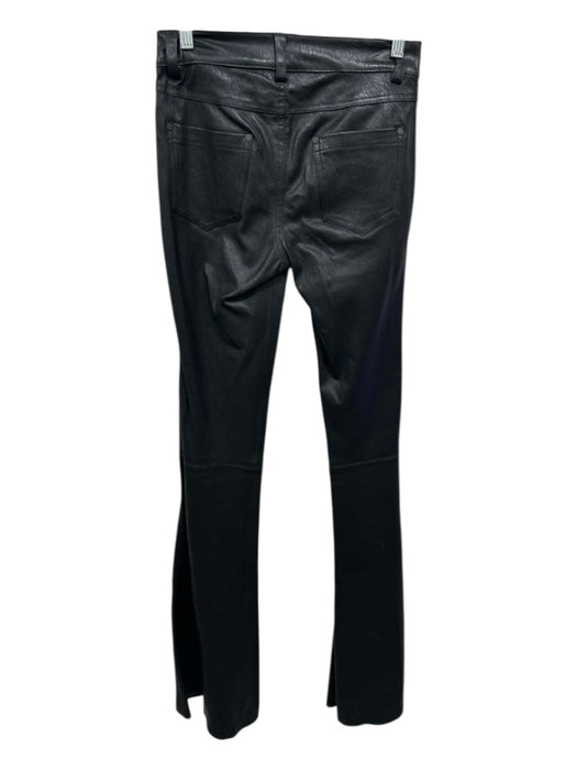 Alice + Olivia Size 0 Black Lamb leather Mid Rise Flare 5 Pocket Pants Black / 0