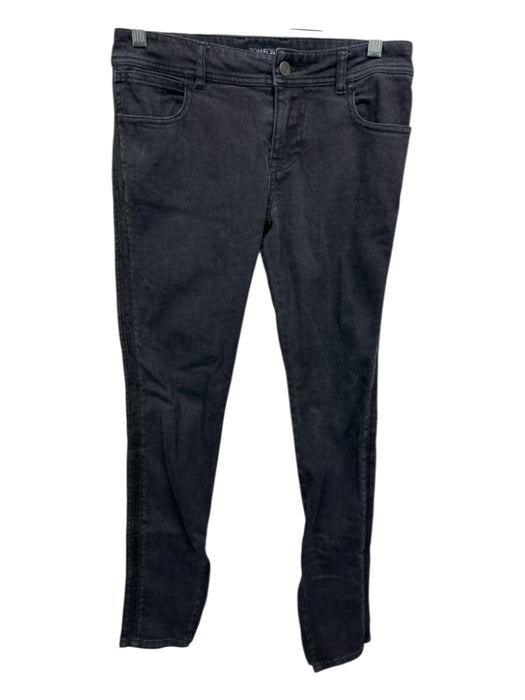 Tom Ford Size 27 Faded Black Cotton Denim Mid Rise Leather Trim Skinny Leg Jeans Faded Black / 27